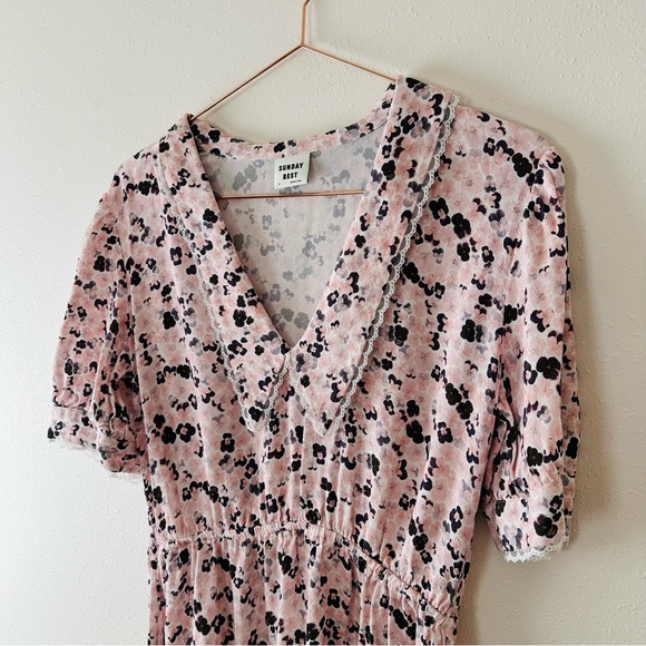 Aritzia Sunday Best Aki Dress Peter Pan Collar lace mini pastel shift Babydoll - Picture 7 of 9